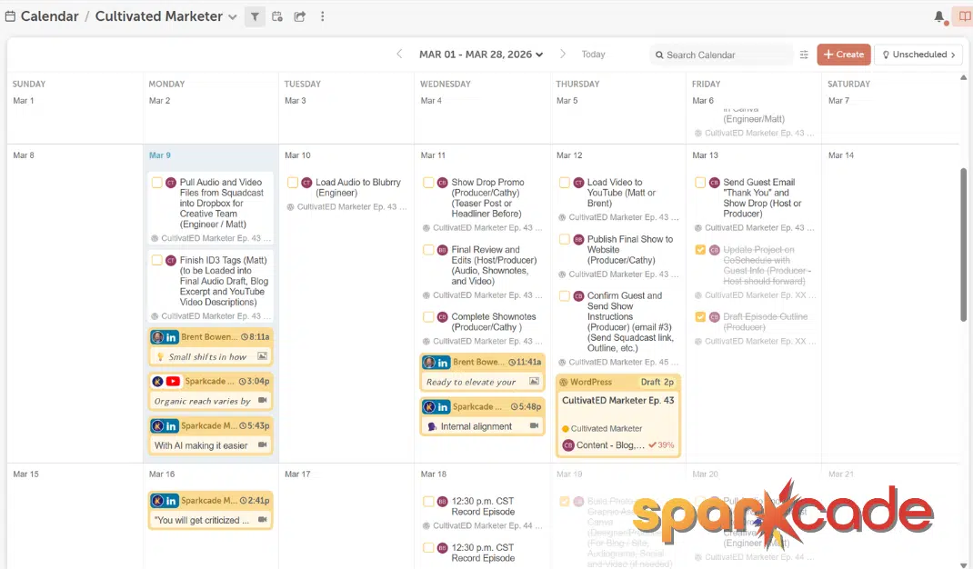 social calendar by coschedule - cultivated marketer calendar